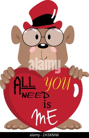 Valentinstag Teddybär hält ein Herz Stock Vektor