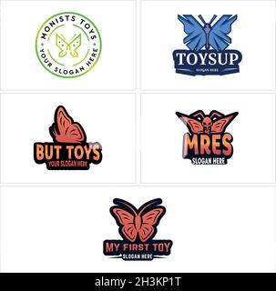 Modernes Design mit Schmetterlingslogo für den Spielwarenladen Stock Vektor