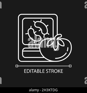 PCR-Lebensmitteltests weißes lineares Symbol für dunkles Thema Stock Vektor