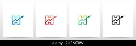 Liniendiagramm auf Umriss Buchstabe Logo Design H Stock Vektor
