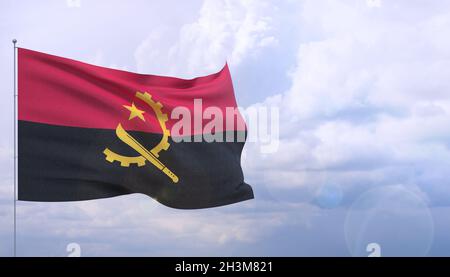 Wehende Flaggen der Welt - Flagge Angolas. 3D-Illustration. Stockfoto