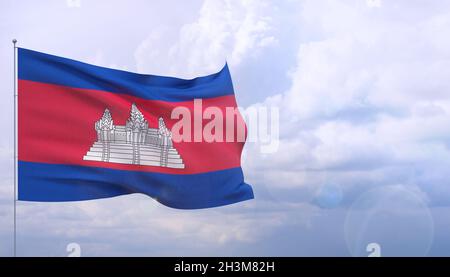 Hohe Auflösung close-up Flagge Kambodscha. 3D-Darstellung. Stockfoto