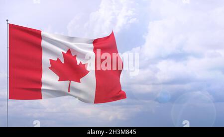 Hohe Auflösung close-up Flagge von Kanada. 3D-Darstellung. Stockfoto