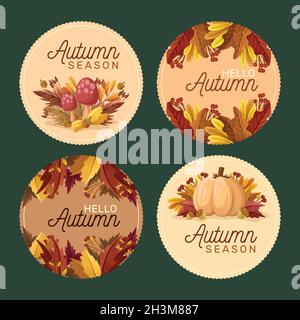 Handgezeichnetes Herbstabzeichen Kollektion Vektor-Design Illustration Stock Vektor