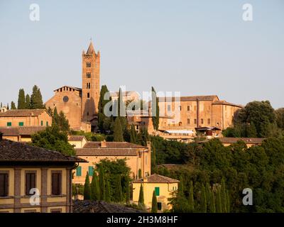 Basilica di San Clemente in Santa Maria dei Servi Kirche im Valdimonte Viertel von Siena, Toskana, Italien Stockfoto