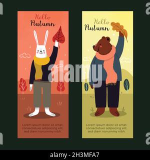 Handgezeichnete Herbstbanner Vorlage Vektor Design Illustration Stock Vektor