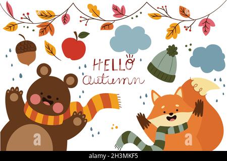 Herbst Hintergrund flach Vektor Design Illustration Stock Vektor