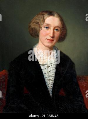 George Eliot (Mary Anne Evans - 1819-1880). Porträt des englischen Schriftstellers von François D’Albert Durade, Öl auf Leinwand, 1881 Stockfoto