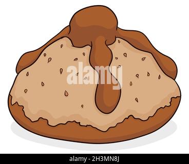 Köstliches frisch gebackenes „Brot der Toten“ im Cartoon-Stil, um den mexikanischen Tag der Toten zu feiern. Stock Vektor