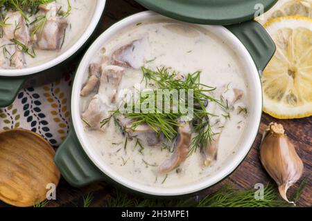 Traditionelle türkische Kuttelsuppe, Iskembe Corbasi und Innereien Stockfoto