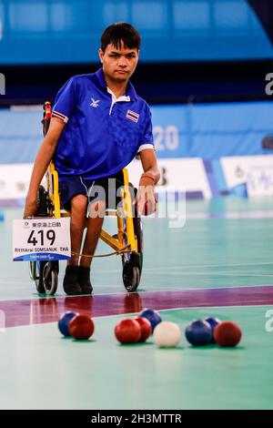 Tokio, Japan, 30. August 2021, Tokio 2020 Paralympische Spiele, Boccia-Turnier. Ritthikrai Somsanuk Stockfoto