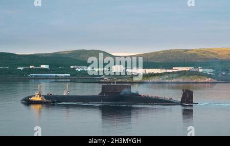 Das russische Atom-U-Boot Dmitri Donskoy. Stockfoto