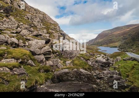 Blick über das Tal im Killarney National Park, Republik Irland. Stockfoto