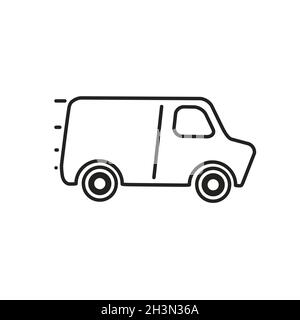 Lieferwagen Silhouette, Seitenansicht einfache schwarze Symbol auf weiß Stock Vektor