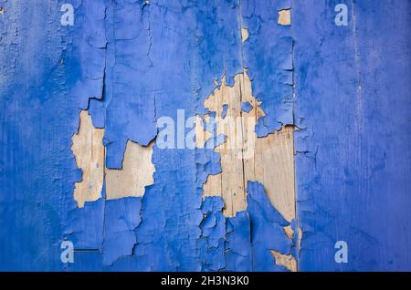 Verwitterte Holzdielen Wand in blauer Farbe Stockfoto