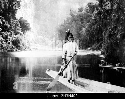 Mauri-Mädchen, Whanganui River, Neuseeland, Anfang des 20. Jahrhunderts Stockfoto