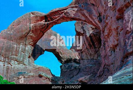 Doppelbogen, Arches-Nationalpark, Moab, Utah Stockfoto