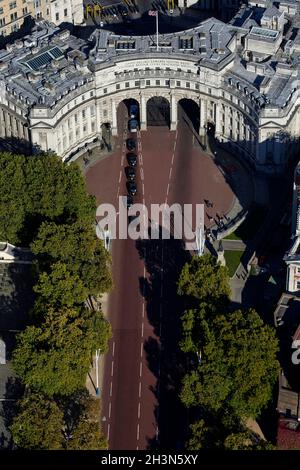 Großbritannien, London, Luftansicht des Admiralty Arch und der Mall Stockfoto