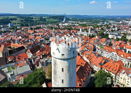 Luftaufnahme des Mehlsacks in Ravensburg Stockfoto