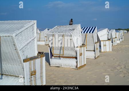 Liegen am Strand von Swinoujscie an der Ostsee Meer in Polen Stockfoto