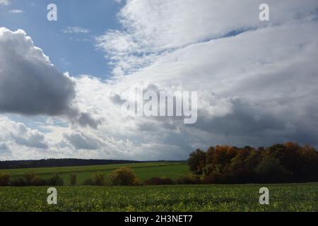 Grüner Dünger - Himmel im Herbst Stockfoto