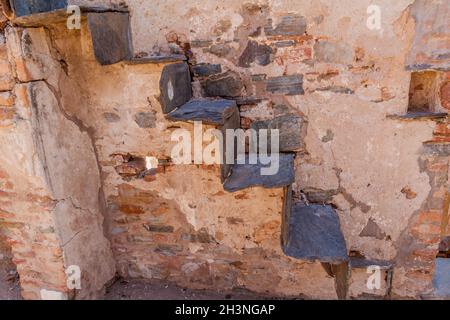 Schritte in Kumbhalgarh Festung, Rajasthan Staat, Indien Stockfoto