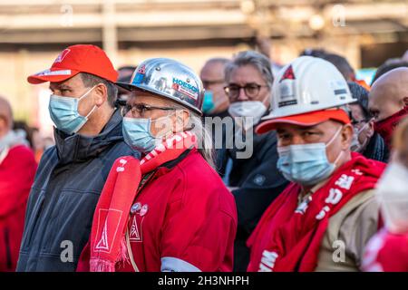 Stahl-Aktionstag der IG Metall, an 50 Standorten in ganz Deutschland, für FairWandel, die Umstellung der Stahlindustrie auf CO2-neutrale Industrie, mit jo Stockfoto