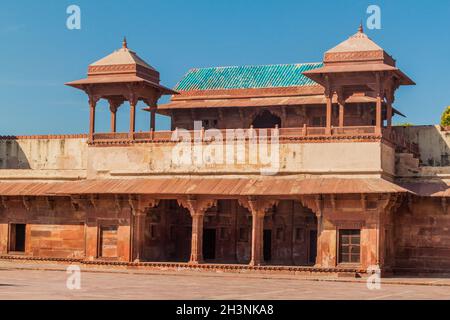 Jodha Bai's Palace in der alten Stadt Fatehpur Sikri, Bundesstaat Uttar Pradesh, Indien Stockfoto