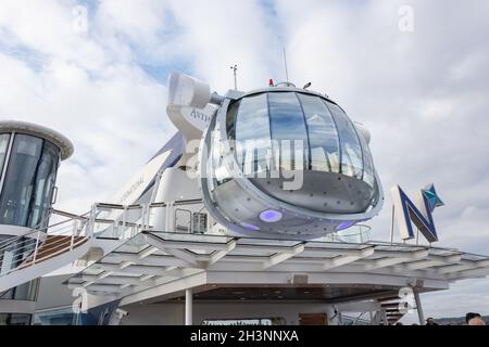 North Star POV-Luftfahrt auf dem Royal Caribbean „Anthem of the Seas“-Kreuzschiff, Southampton, Hampshire, England, Großbritannien Stockfoto