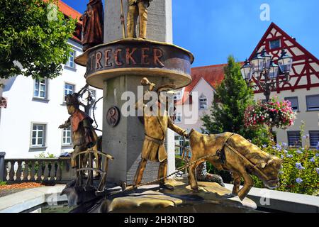 Der Narrenbrunnen ist ein Anblick der Stadt Pfullendorf Stockfoto