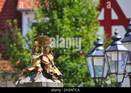 Der Narrenbrunnen ist ein Anblick der Stadt Pfullendorf Stockfoto