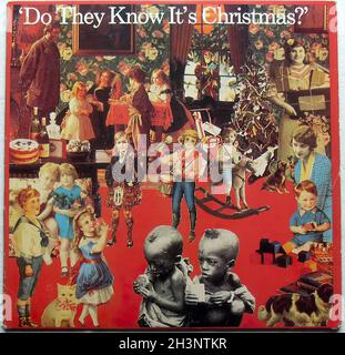 1984 Do they Know its Christmas Band Aid Peter Blake Illustration Collage 1980er Jahre 7 Zoll Single 45 U/min Record Sleeve Cover Graphics Stockfoto