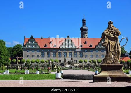 Das Schloss ist ein Anblick der Stadt Weikersheim Stockfoto