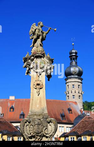 Das Schloss ist ein Anblick der Stadt Weikersheim Stockfoto