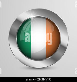 EPS10 Vector Patriotic-Knopf mit irischen Flaggen-Farben. Ein Element der Wirkung für die Verwendung, die Sie daraus machen möchten. Stock Vektor