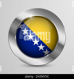 EPS10 Vector Patriotische Taste mit Flaggen für Bosnien und Herzegowina. Ein Element der Wirkung für die Verwendung, die Sie daraus machen möchten. Stock Vektor