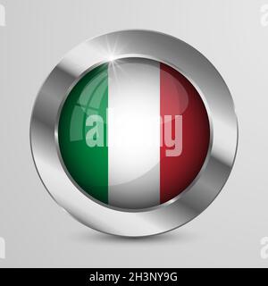 EPS10 Vector Patriotic-Knopf mit italienischen Flaggen-Farben. Ein Element der Wirkung für die Verwendung, die Sie daraus machen möchten. Stock Vektor