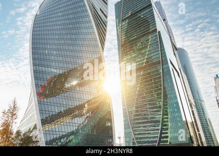 Wolkenkratzer Türme Evolution und Empire in Moskau City.Russia, Moskau, 12okt2021. Stockfoto