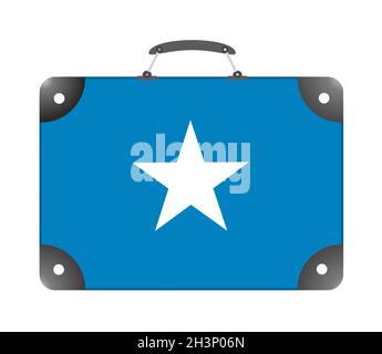 Somalia-Landesflagge in Form eines Reisekoffers Auf weißem Hintergrund Stockfoto