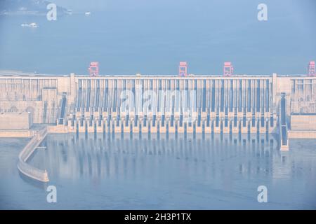 Drei Schluchten Damm Nahaufnahme am Morgen Stockfoto