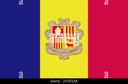 Andorra Nationalflagge in genauen Proportionen - Vektor Stockfoto