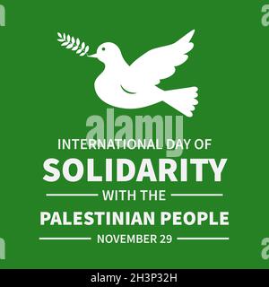 Internationaler Tag der Solidarität mit dem palästinensischen Volk jährliche Veranstaltung am 29. November. Vektorvorlage für Typografie Poster, Grußkarte, Banner, Stock Vektor