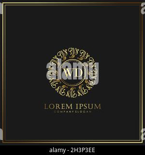 WD Initial Letter Luxury Logo-Vorlage in Vektorgrafik für Restaurant, Royalty, Boutique, Café, Hotel, Wappentisch, Schmuck, Mode und andere Vektorgrafik Stock Vektor