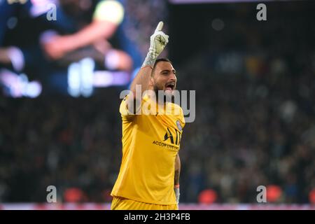 Paris, Frankreich. Oktober 2021. Freude an GIANLUIGI DONNARUMMA Torhüter der PSG nach dem Siegtreffer seiner Mannschaft während der französischen Fußballmeisterschaft isst die Ligue 1 Uber zwischen Paris Saint Germain und Lille im Parc des Princes Stadium - Paris Frankreich. Kredit: ZUMA Press, Inc./Alamy Live Nachrichten Stockfoto