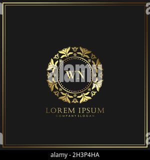 WN Initial Letter Luxury Logo-Vorlage in Vektorgrafik für Restaurant, Royalty, Boutique, Café, Hotel, Wappentisch, Schmuck, Mode und andere Vektorgrafik Stock Vektor