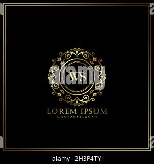 WS Initial Letter Luxury Logo-Vorlage in Vektorgrafik für Restaurant, Royalty, Boutique, Café, Hotel, Wappentisch, Schmuck, Mode und andere Vektorgrafik Stock Vektor