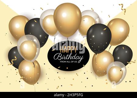 Realistischer Geburtstag Hintergrund mit goldenen Ballons Vektor-Design Illustration Stock Vektor