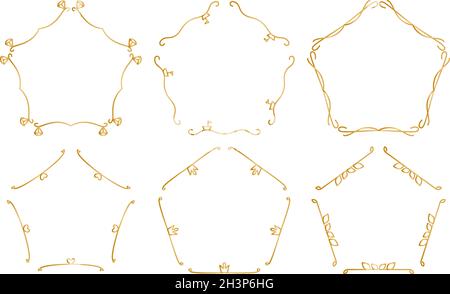 Trennwände Gold dekorativen rahmen retro Royal ornamental vintage Premium-Set. Grenzen für Design-Menü, Website, Predigt, Begrüßung Hochzeit Einladung und andere Dokumente. Vektorgrafik Stock Vektor
