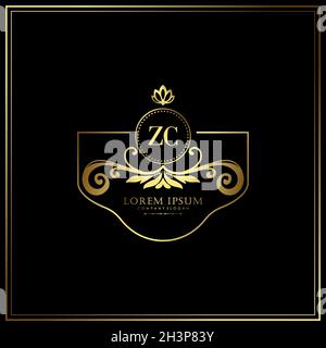 ZC Initial Letter Luxury Logo Vorlage in Vektor für Restaurant, Royalty, Boutique, Cafe, Hotel, Wappentisch, Schmuck, Mode und andere Vektorgrafik Stock Vektor