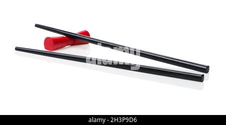 Schwarze chinesische Essstäbchen Stockfoto